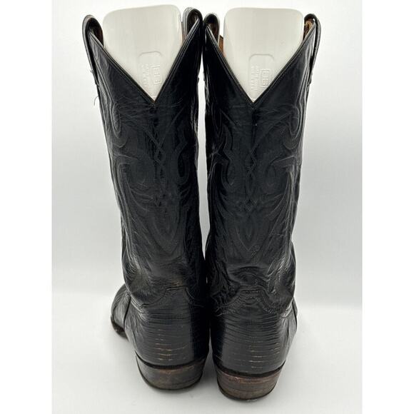Men’s Tony Lama Black Kirkland Leather Lizard Skin Boots Sz 9 EE main image 4